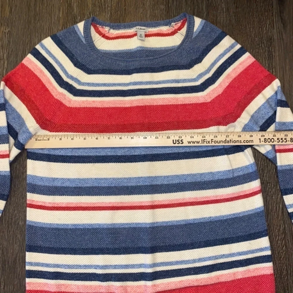 LL BEAN 💯 Cotton Striped Sweater Sz Medium - Picture 3 of 6